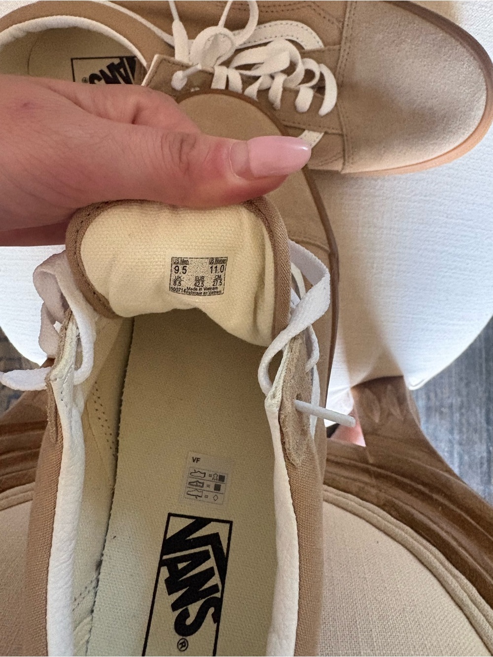 Vans Tan and White Low-Top Sneakers - Picture 3 of 3
